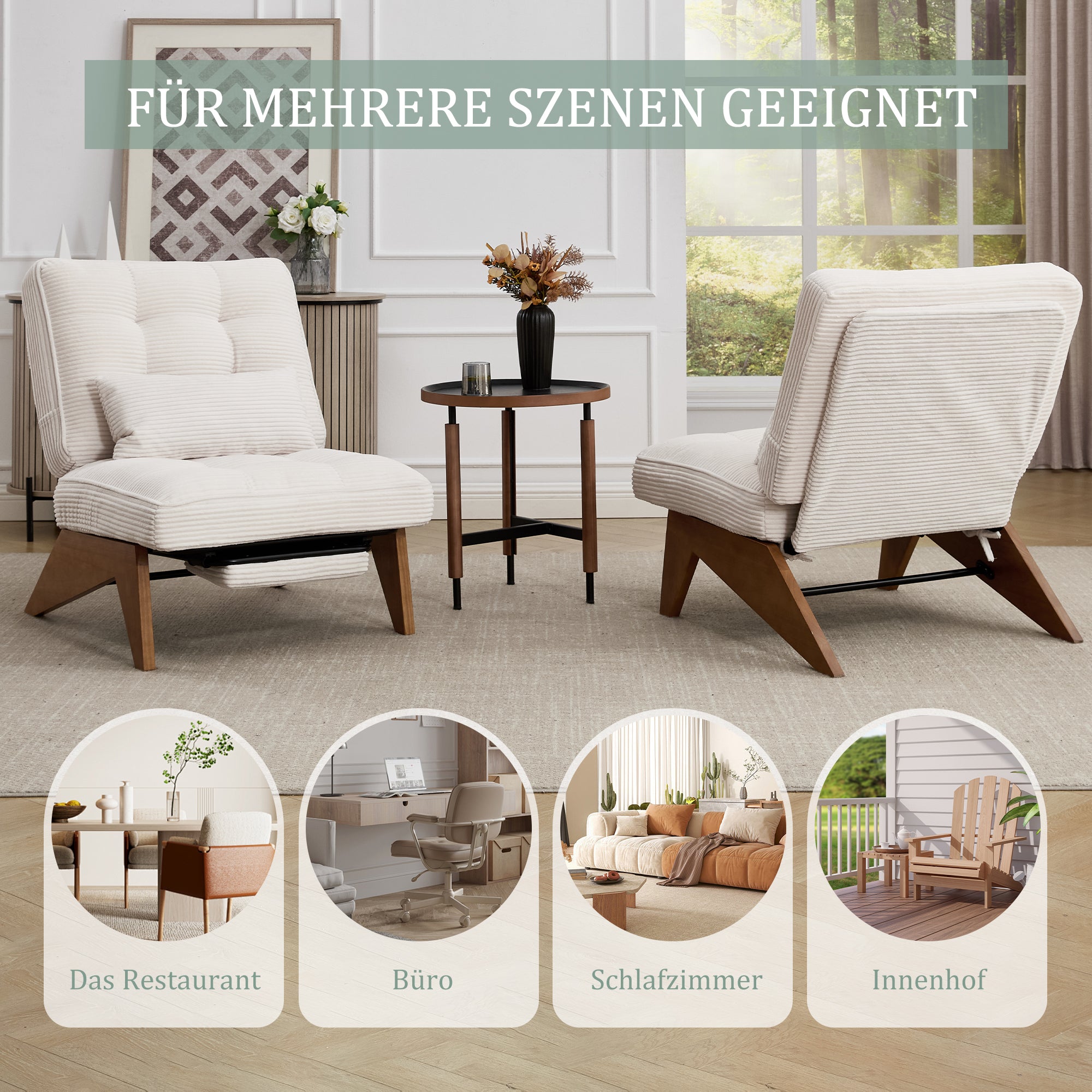 Verstellbarer Loungesessel mit Fußstütze