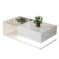 Moderner Couchtisch Hochglanz Weiß mit Glas & LED