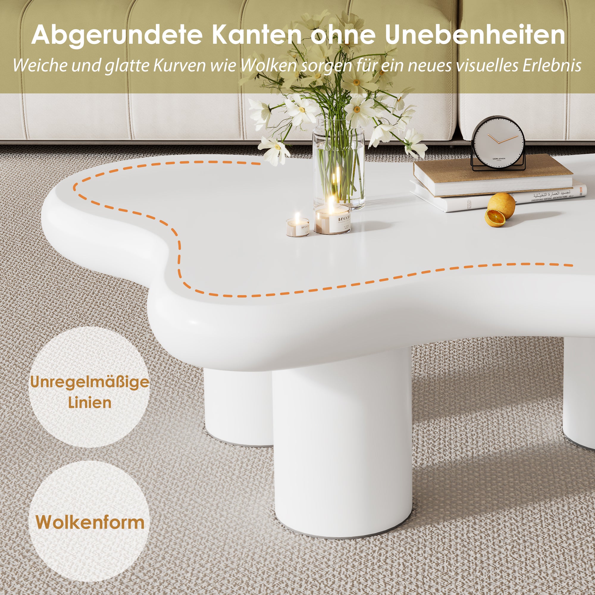 Moderner Couchtisch in Wolkenform
