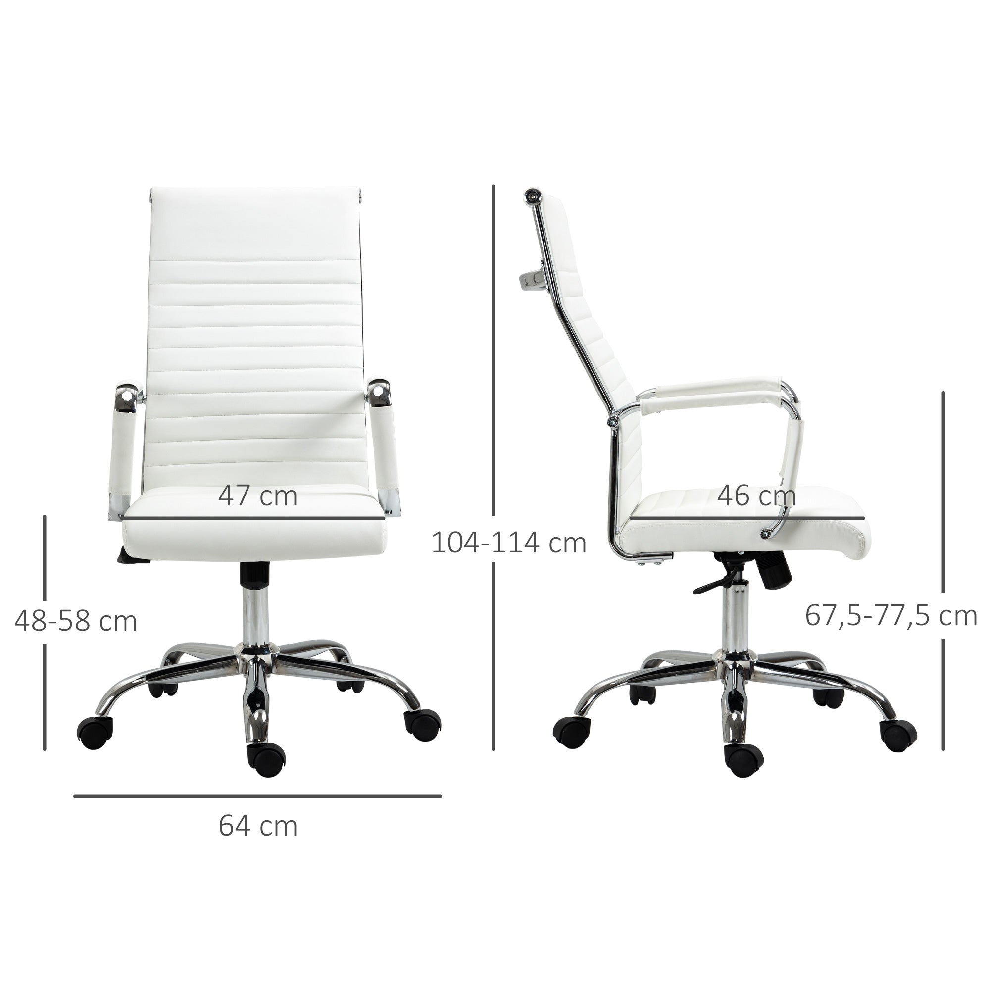 Ergonomischer Weißer Bürostuhl mit Armlehnen