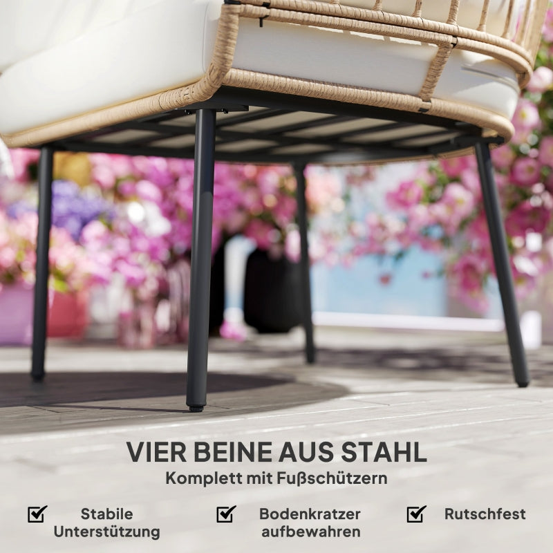 Ei-Rattansessel mit Polster – Übergroßer Loungesessel für Garten, Balkon & Terrasse
