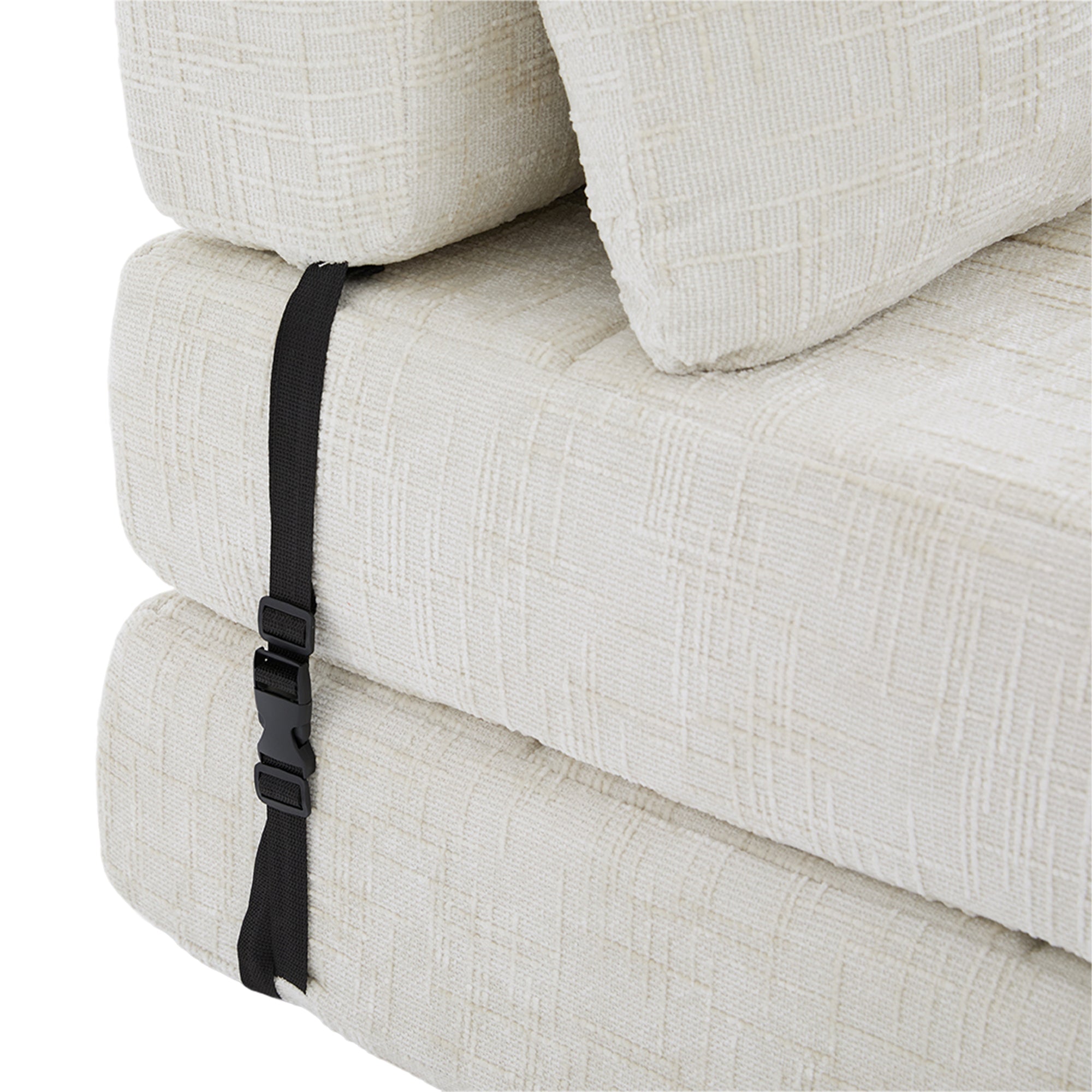 Klappbares Schlafsofa in Beige – Multifunktionales Bodensofa mit Kissen