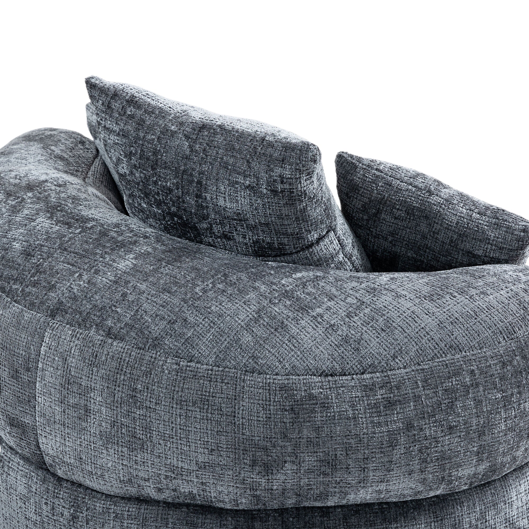 Runder Lazy Sofa Lounger in Grau – Komfortabler Chenille Sitzsack mit Kissen