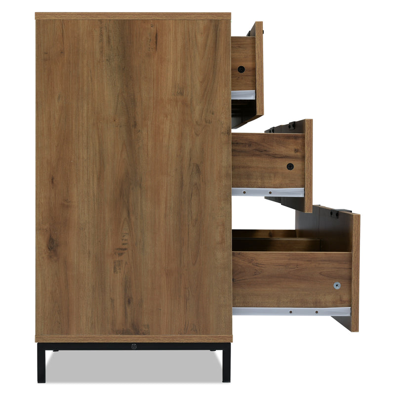 Kommode mit 6 Schubladen – Industrial Design in Dunkler Eiche