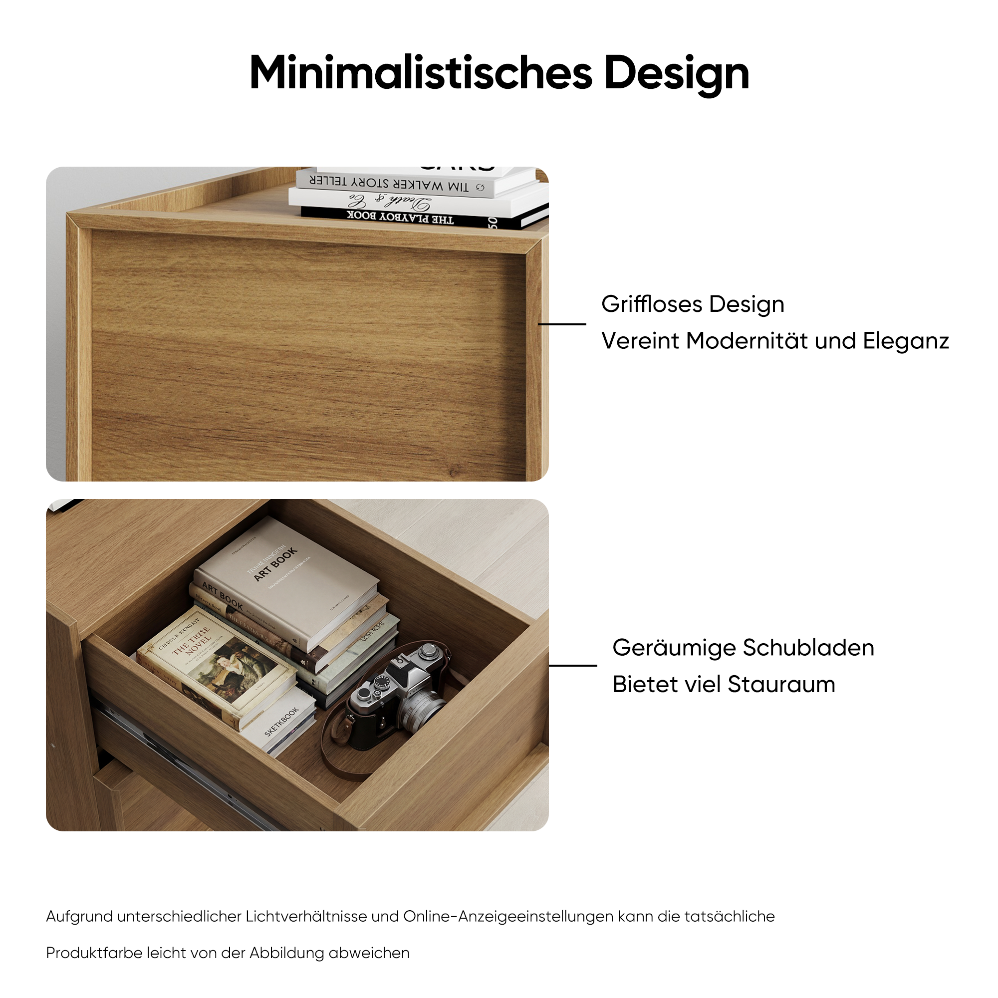 Moderner Nachttisch mit 2 Schubladen im minimalistischen Design (2er Set)