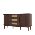 Modernes Sideboard mit Rattan-Details und Schiebetüren