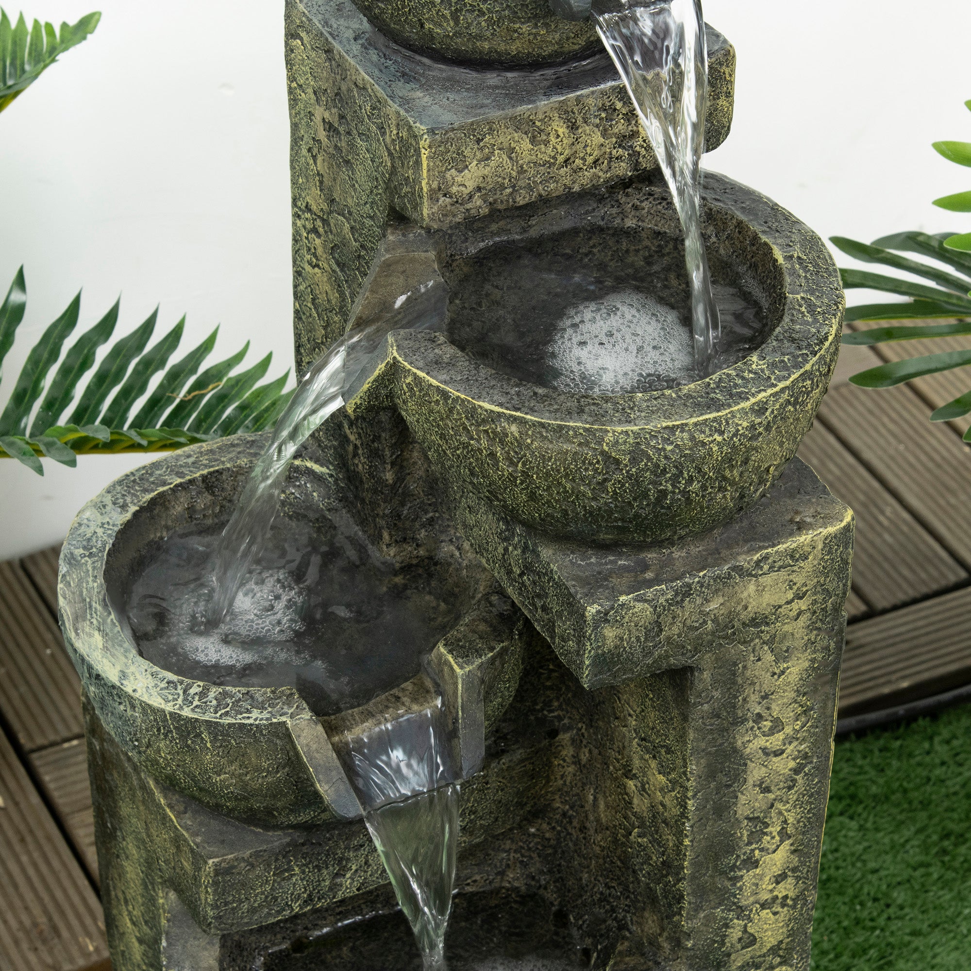 Gartenbrunnen mit Wasserfall-Design – Mehrstufiges Wasserspiel mit einstellbarem Wasserfluss