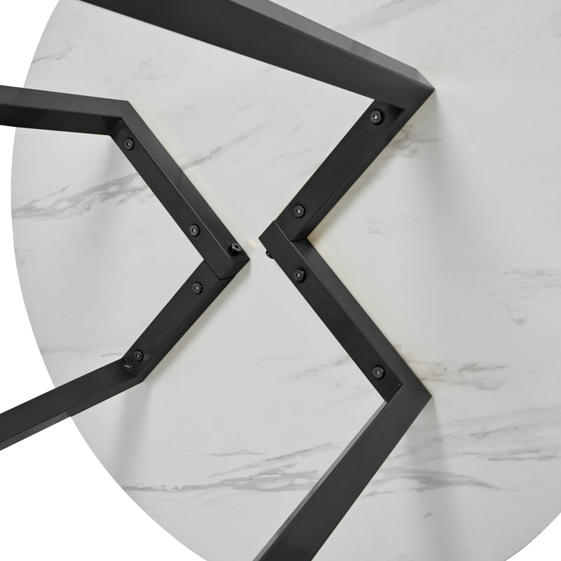 Runder Esstisch – Modernes Design mit Marmoroptik & Metallgestell