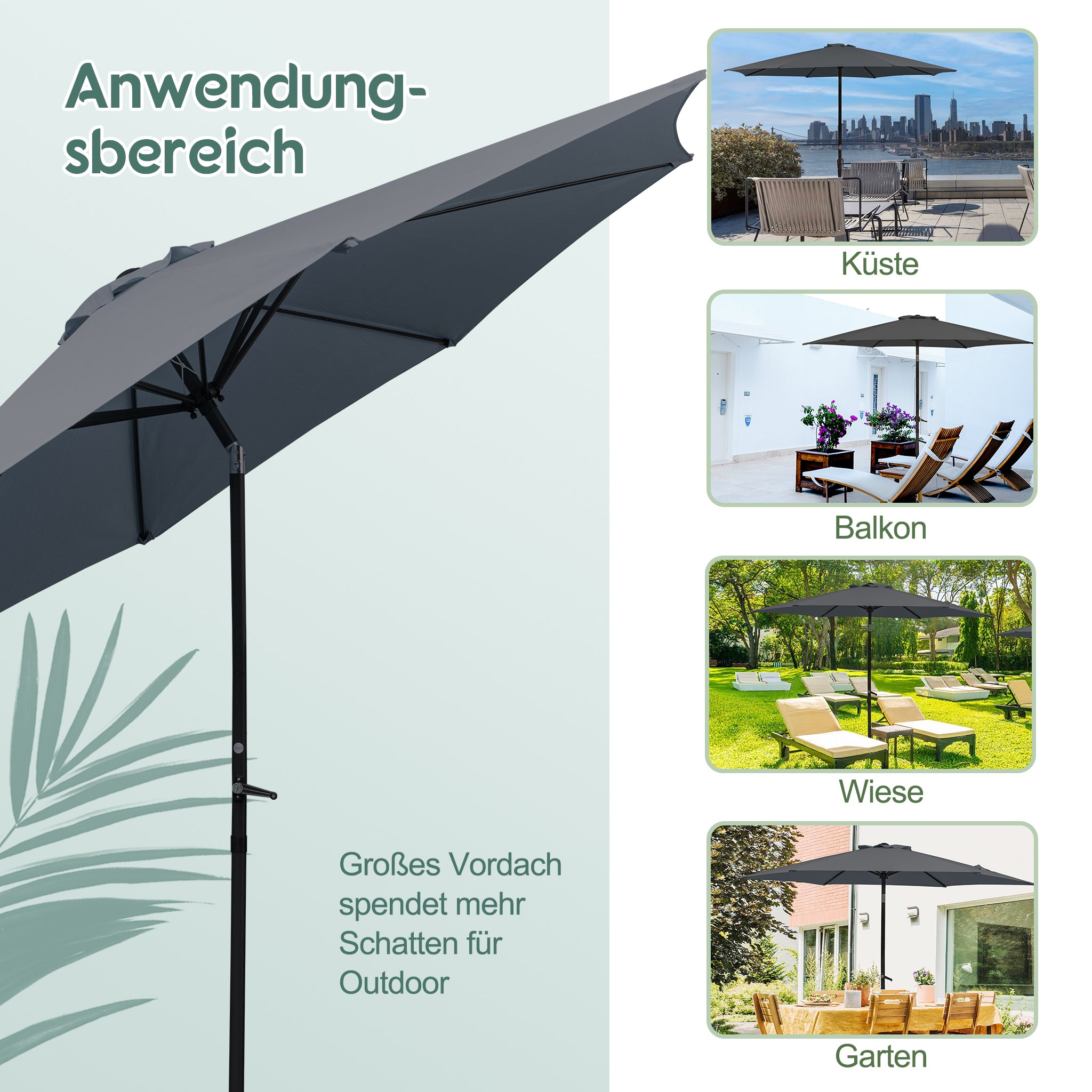 Knickbarer Sonnenschirm mit UV-Schutz – Faltbarer Outdoor-Schirm für Garten, Balkon und Strand