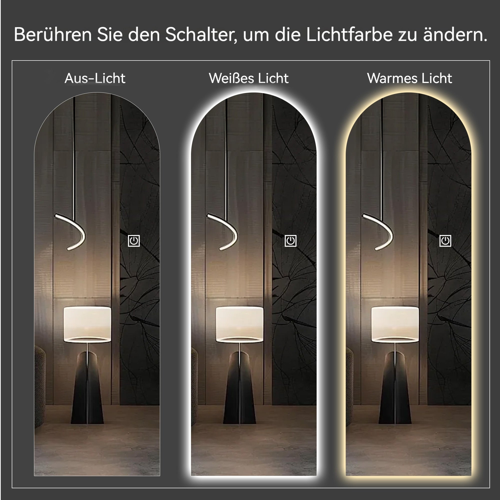 LED Ganzkörperspiegel mit Bogenform und Touch-Funktion