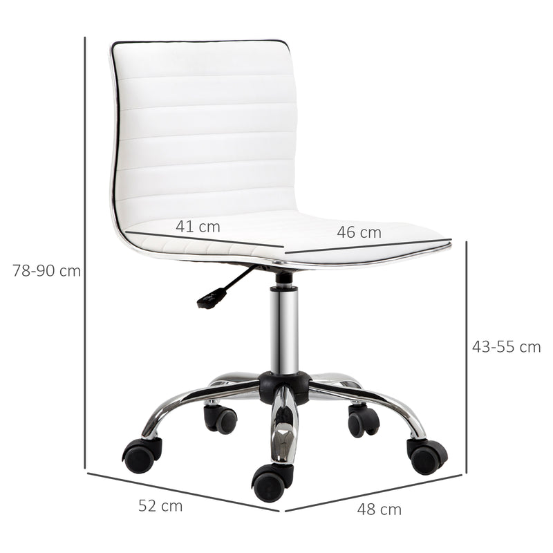 Minimalistischer weißer Bürostuhl ohne Armlehnen