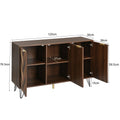 Exklusives Sideboard mit Chevron-Holzdesign und goldenen Details