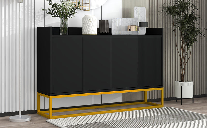 Minimalist Black 4-Door Sideboard Cabinet