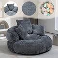Runder Lazy Sofa Lounger in Grau – Komfortabler Chenille Sitzsack mit Kissen