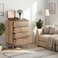 Modern Oak 4-Drawer Storage Cabinet