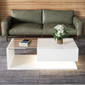Moderner Couchtisch Hochglanz Weiß mit Glas & LED