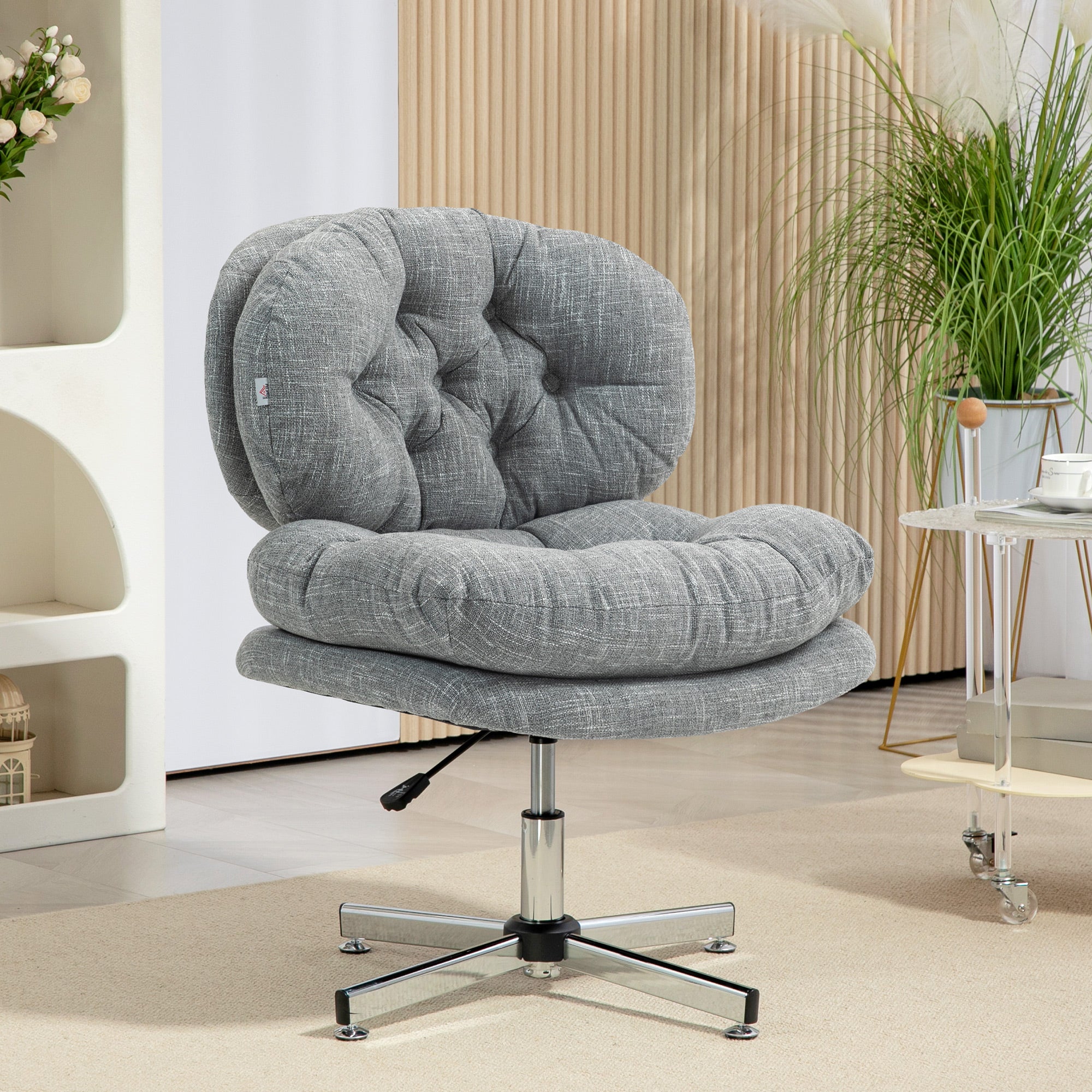 Ergonomischer Leinen-Bürostuhl mit Wippfunktion