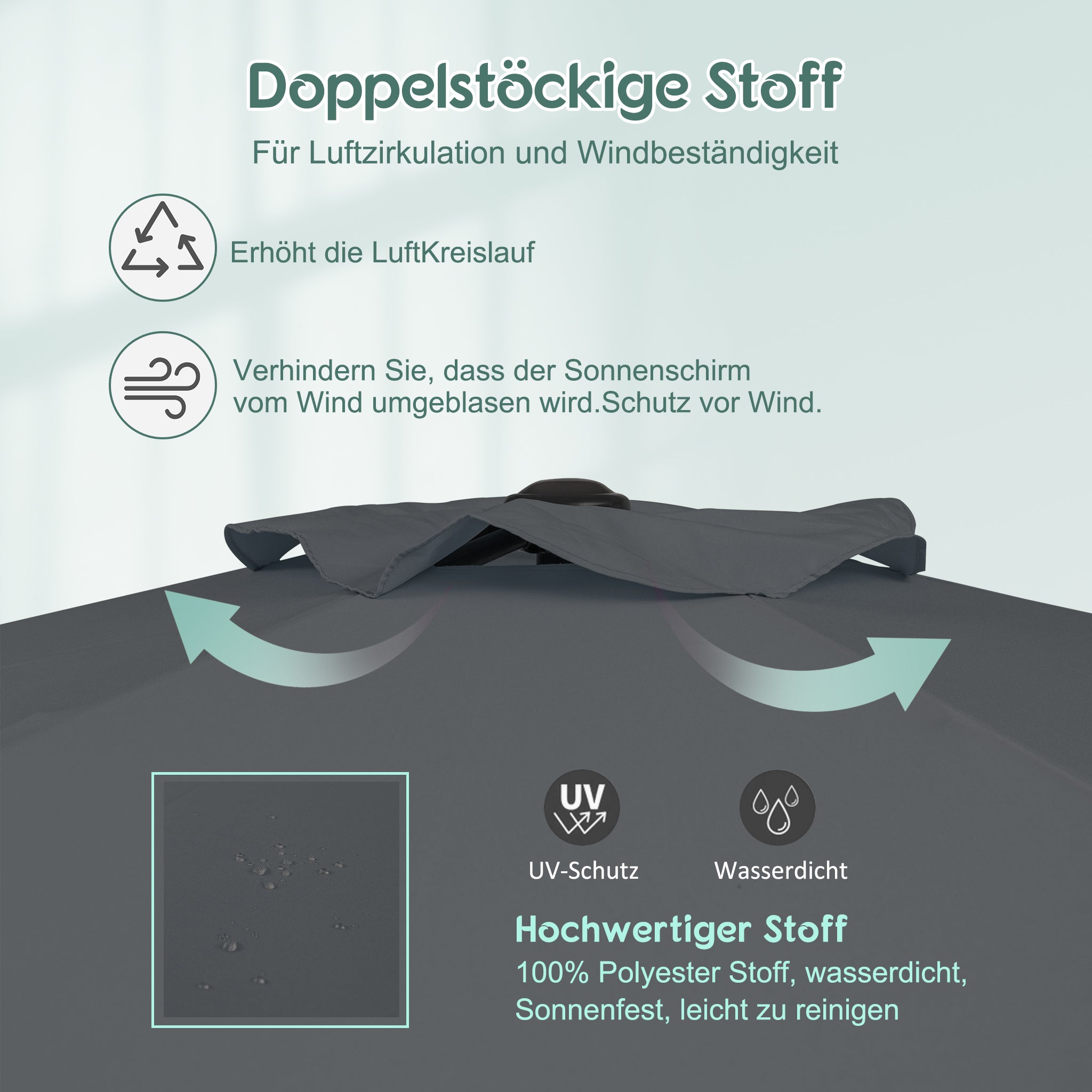 Knickbarer Sonnenschirm mit UV-Schutz – Faltbarer Outdoor-Schirm für Garten, Balkon und Strand