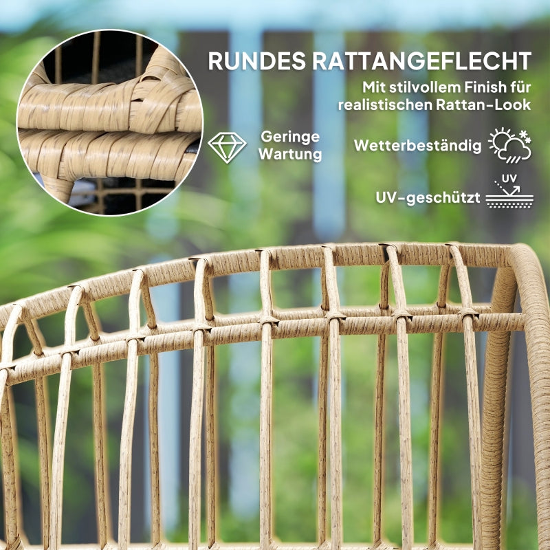 Ei-Rattansessel mit Polster – Übergroßer Loungesessel für Garten, Balkon & Terrasse