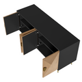Modernes Sideboard mit Strukturfront und goldenen Akzenten