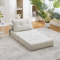 Klappbares Schlafsofa in Beige – Multifunktionales Bodensofa mit Kissen