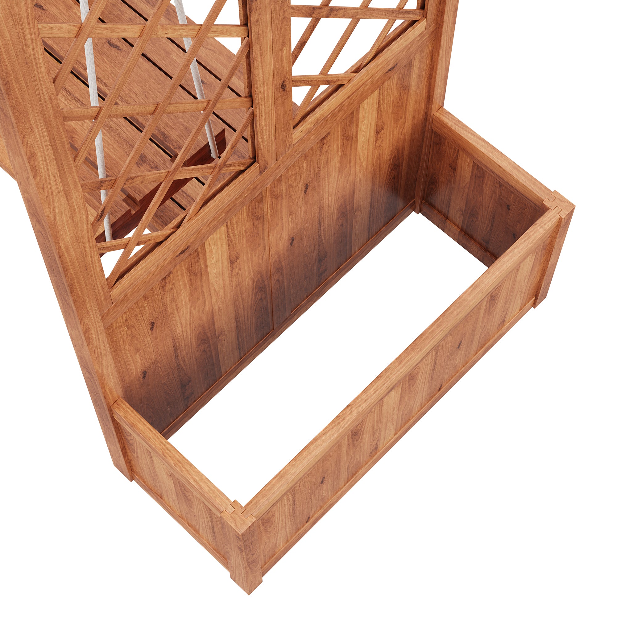 Pflanzkübel mit Schaukel und Rankgitter – Garten-Pflanzgefäß mit Sonnendach und Holzrahmen
