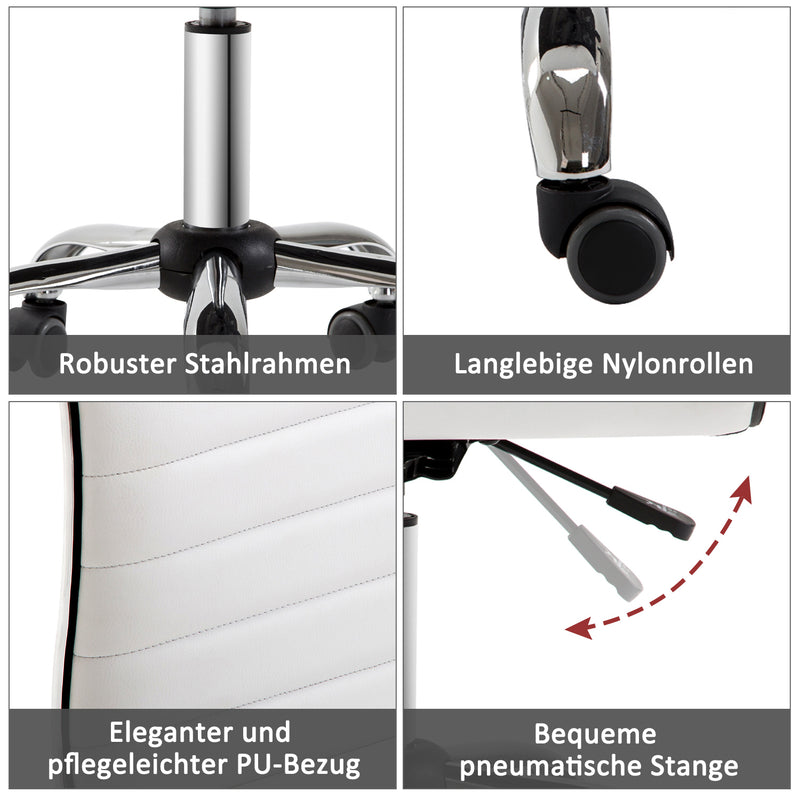Minimalistischer weißer Bürostuhl ohne Armlehnen