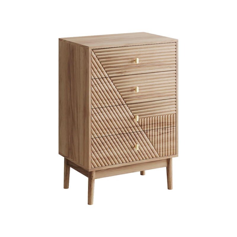 Modern Oak 4-Drawer Storage Cabinet