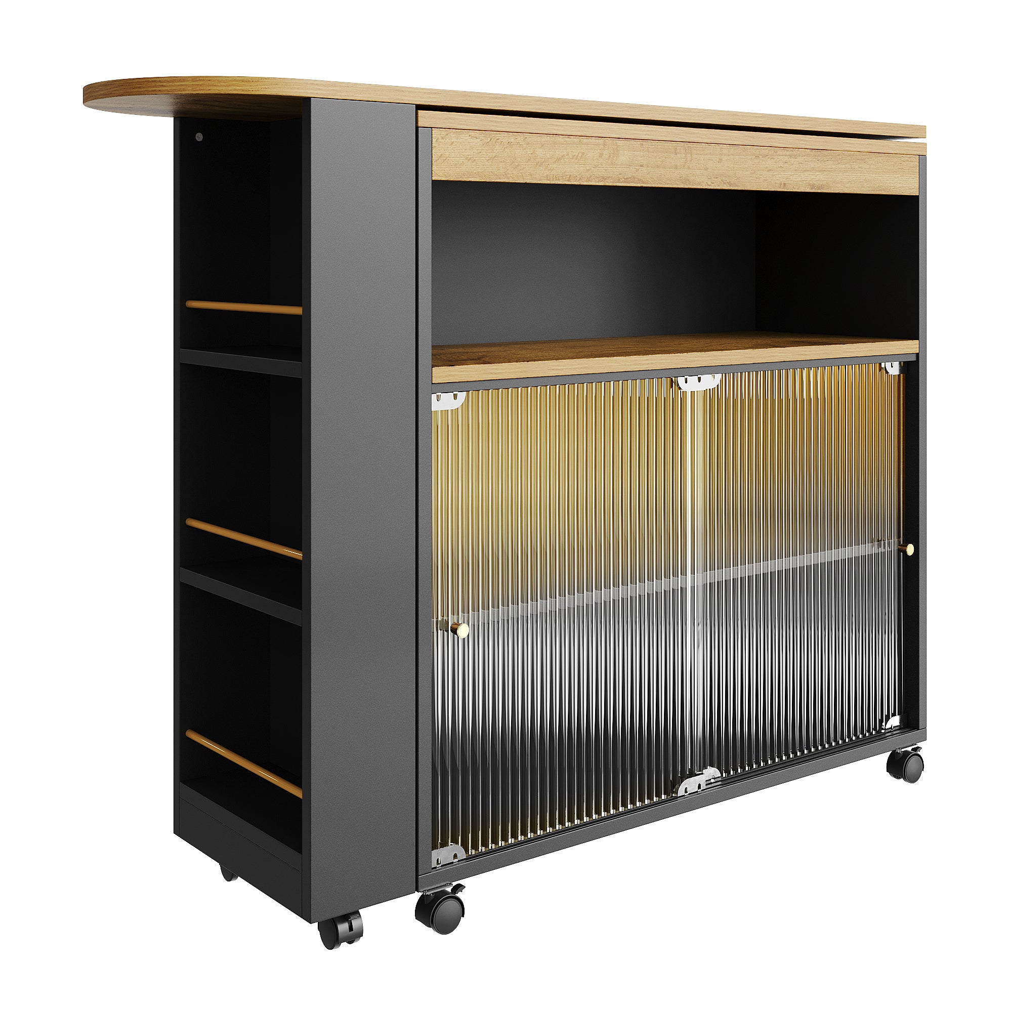 Ausziehbarer Bartisch mit LED & Stauraum