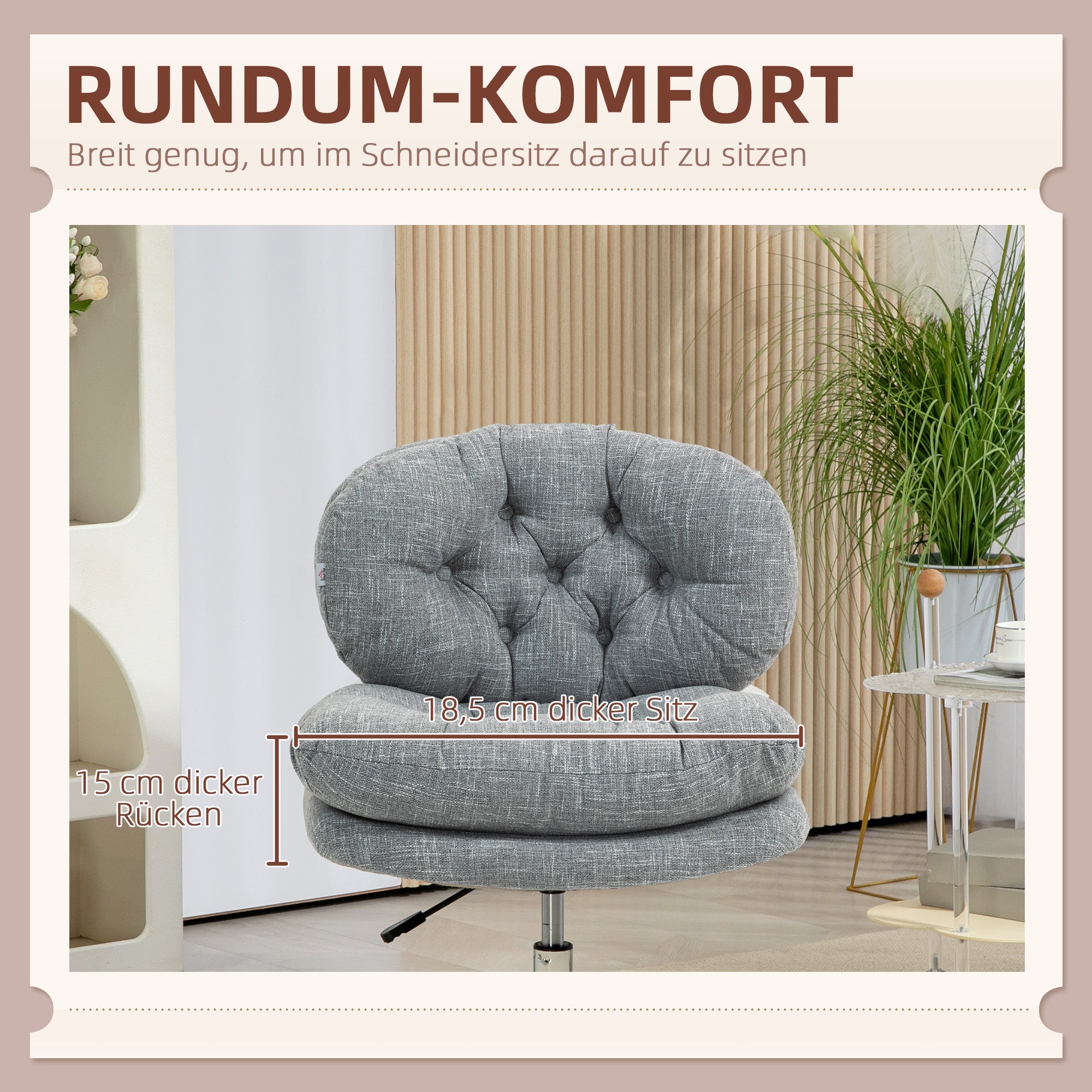 Ergonomischer Leinen-Bürostuhl mit Wippfunktion