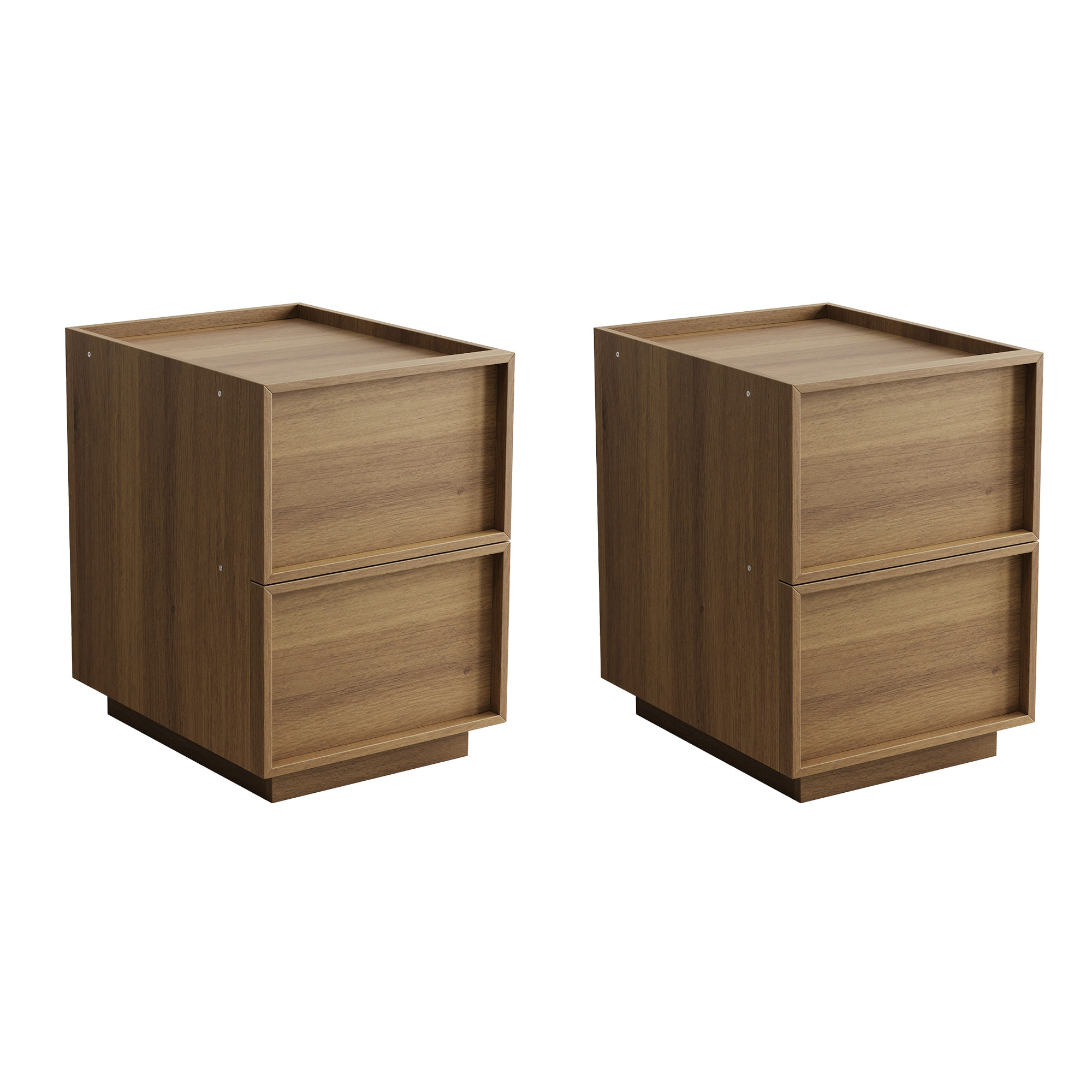 Moderner Nachttisch mit 2 Schubladen im minimalistischen Design (2er Set)