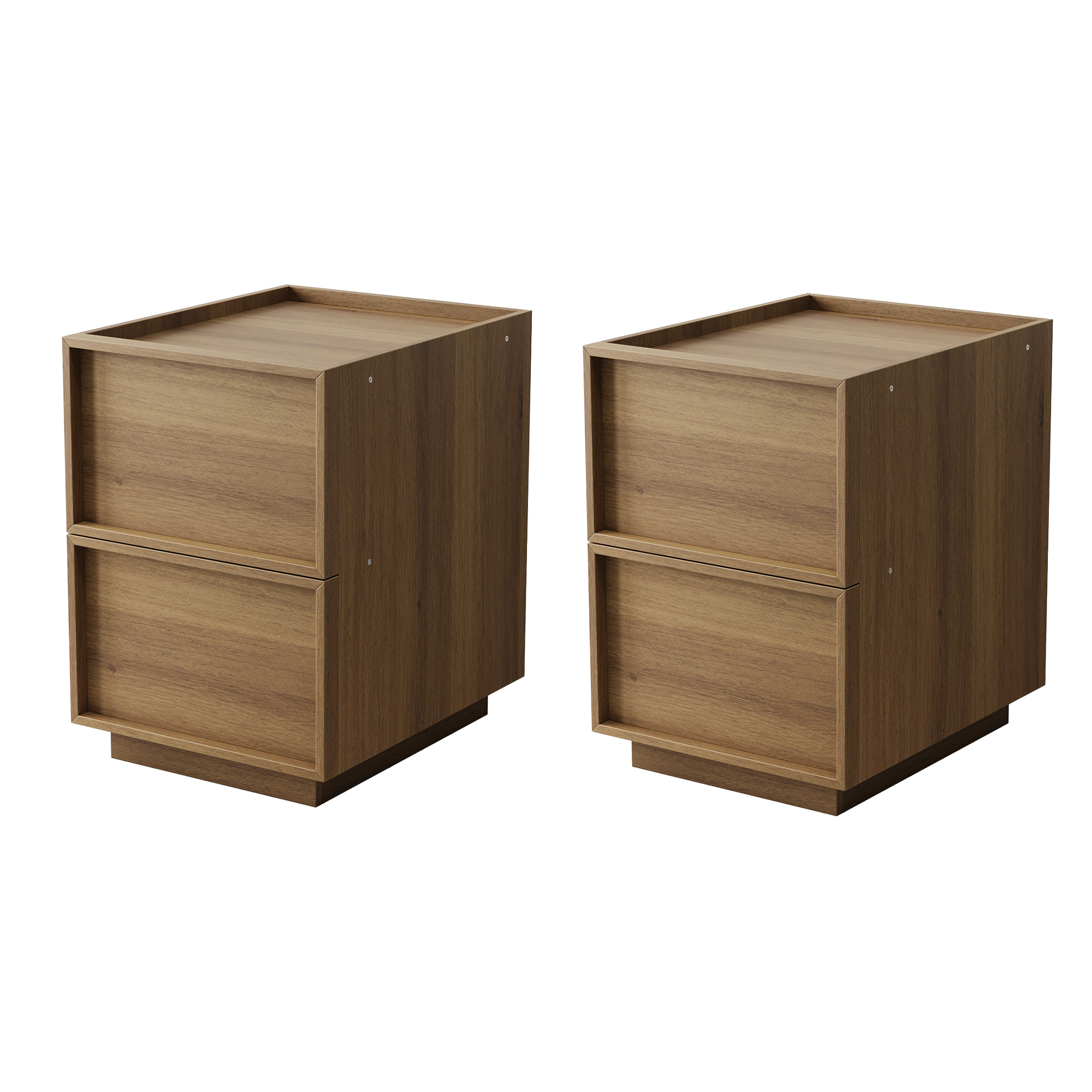 Moderner Nachttisch mit 2 Schubladen im minimalistischen Design (2er Set)