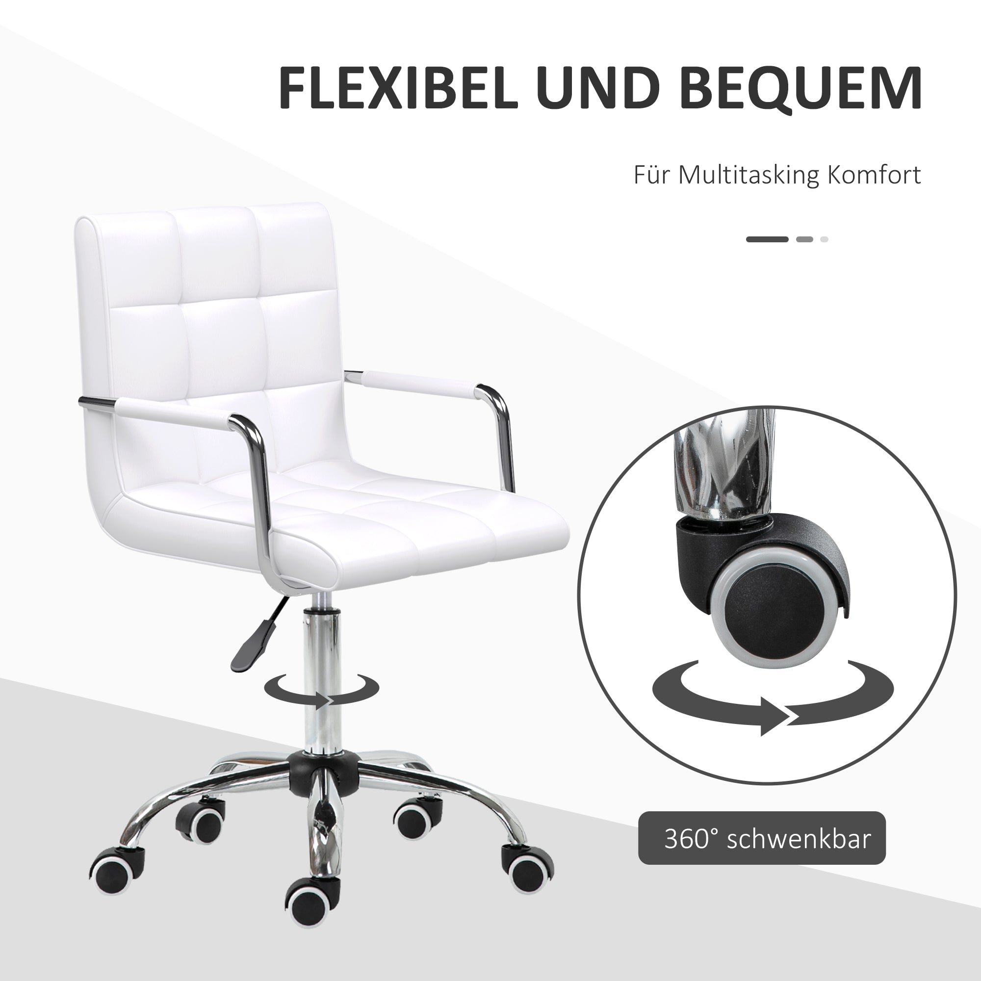 Ergonomischer Drehstuhl mit Armlehnen und Rollen für Büro & Homeoffice
