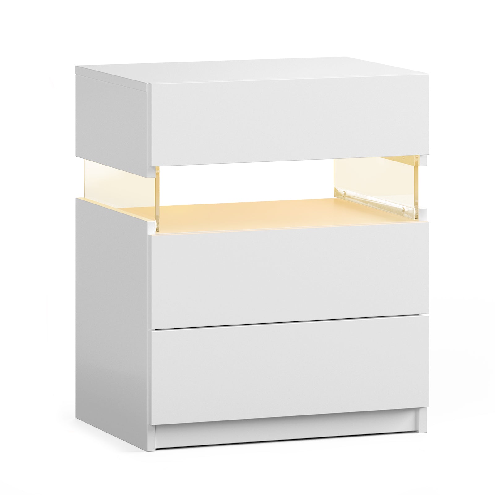 Nachttisch mit LED-Beleuchtung und drei Schubladen