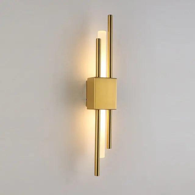 Metall Wandleuchte, schlankes Design, verstellbarer Arm, 2x3W LED, Schwarz/Gold