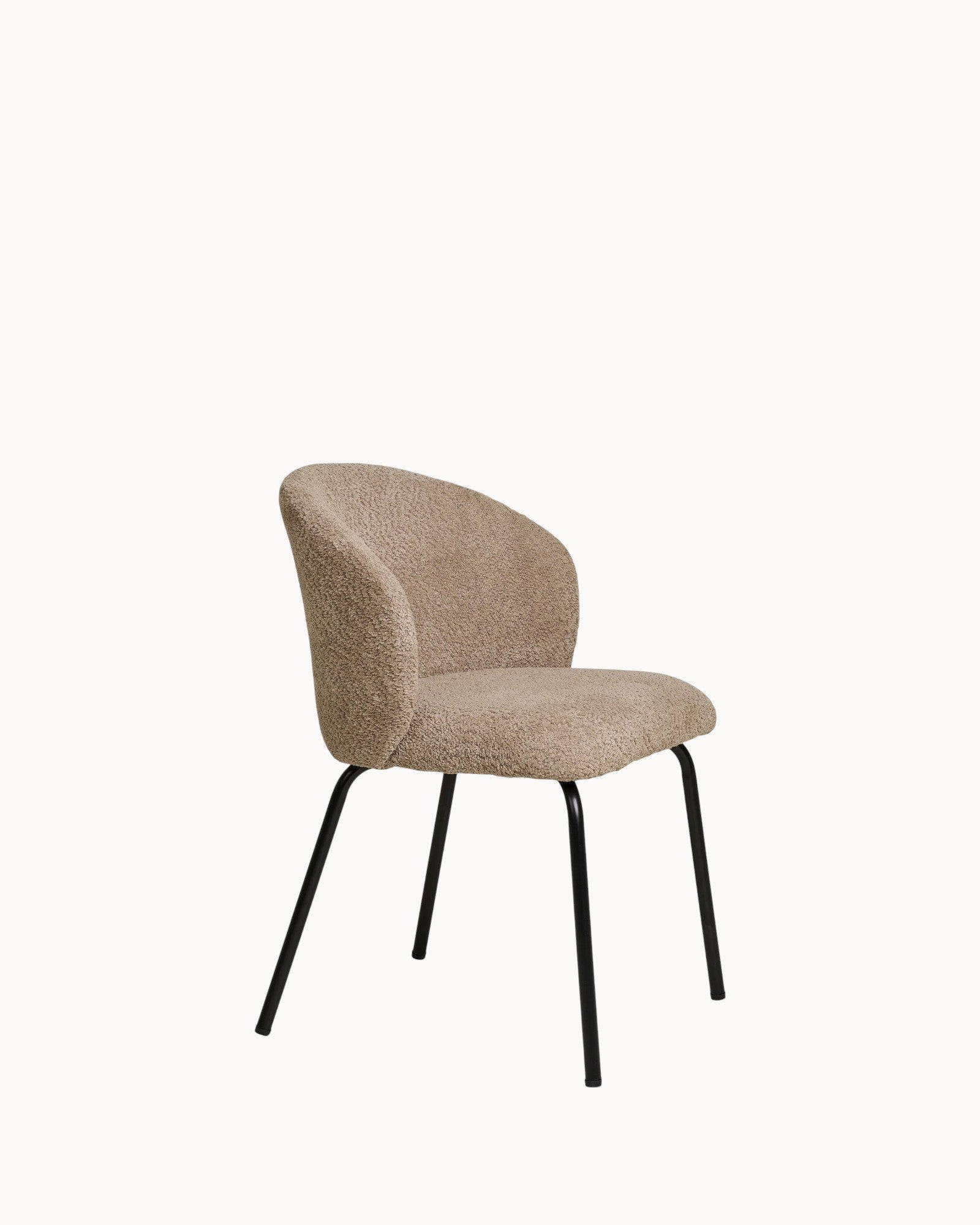 Safira Esszimmerstuhl – Beige Bouclé mit schwarzen Stahlbeinen
