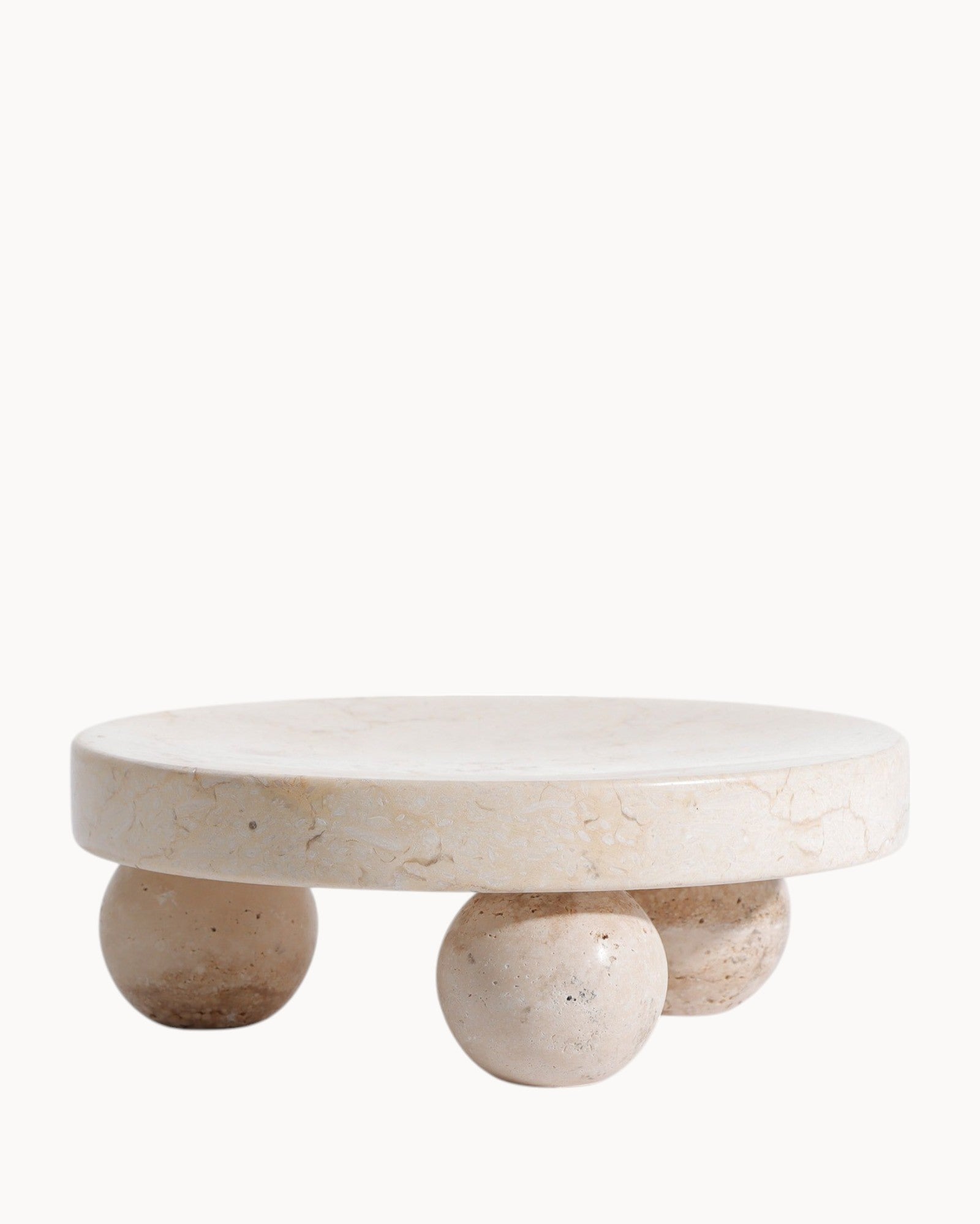 Wabi-Sabi Marmorablage – Beige Rund 23x9 cm – Dekorative Schale