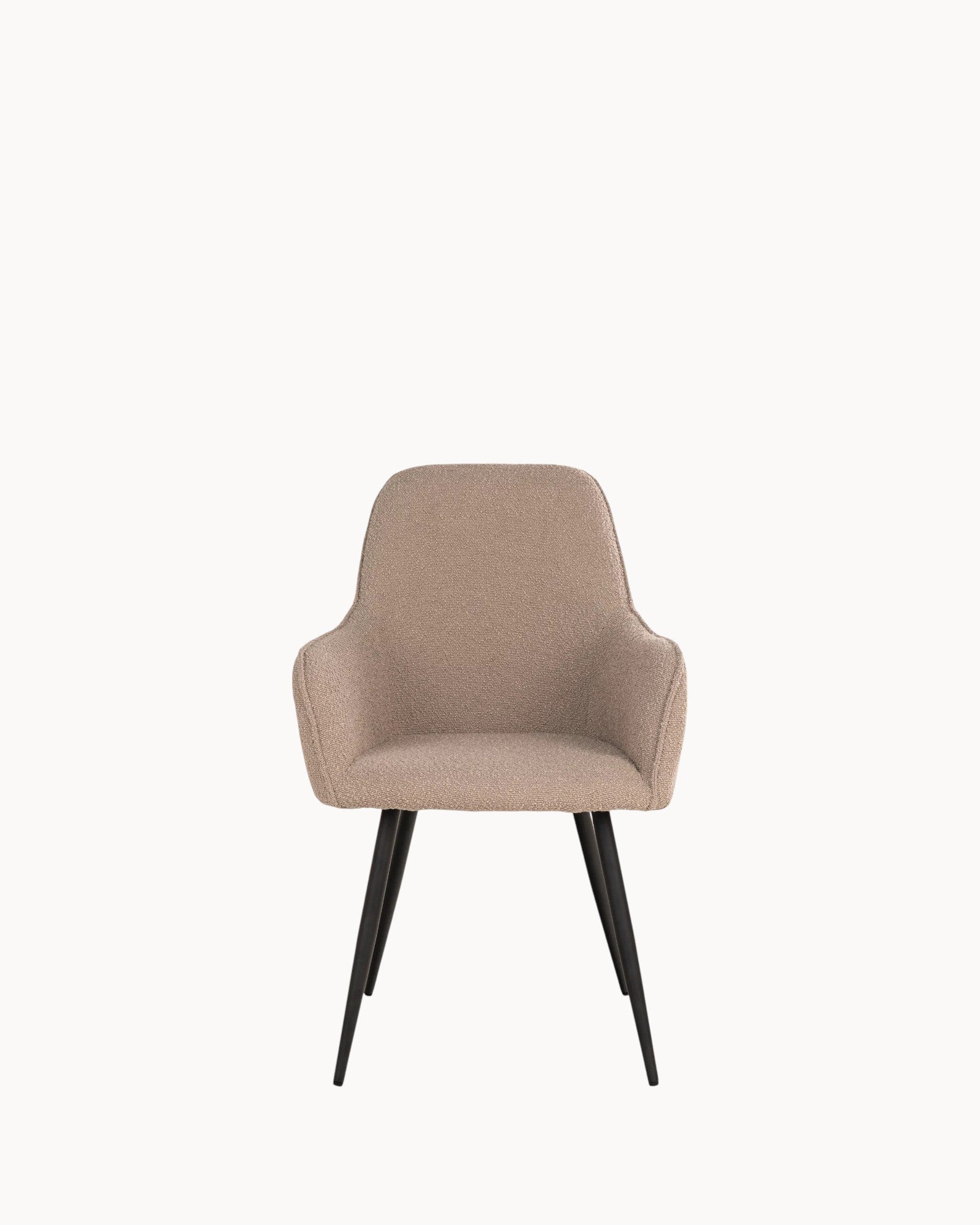 Harbo Esszimmerstuhl – Bouclé Beige, Schwarze Metallbeine
