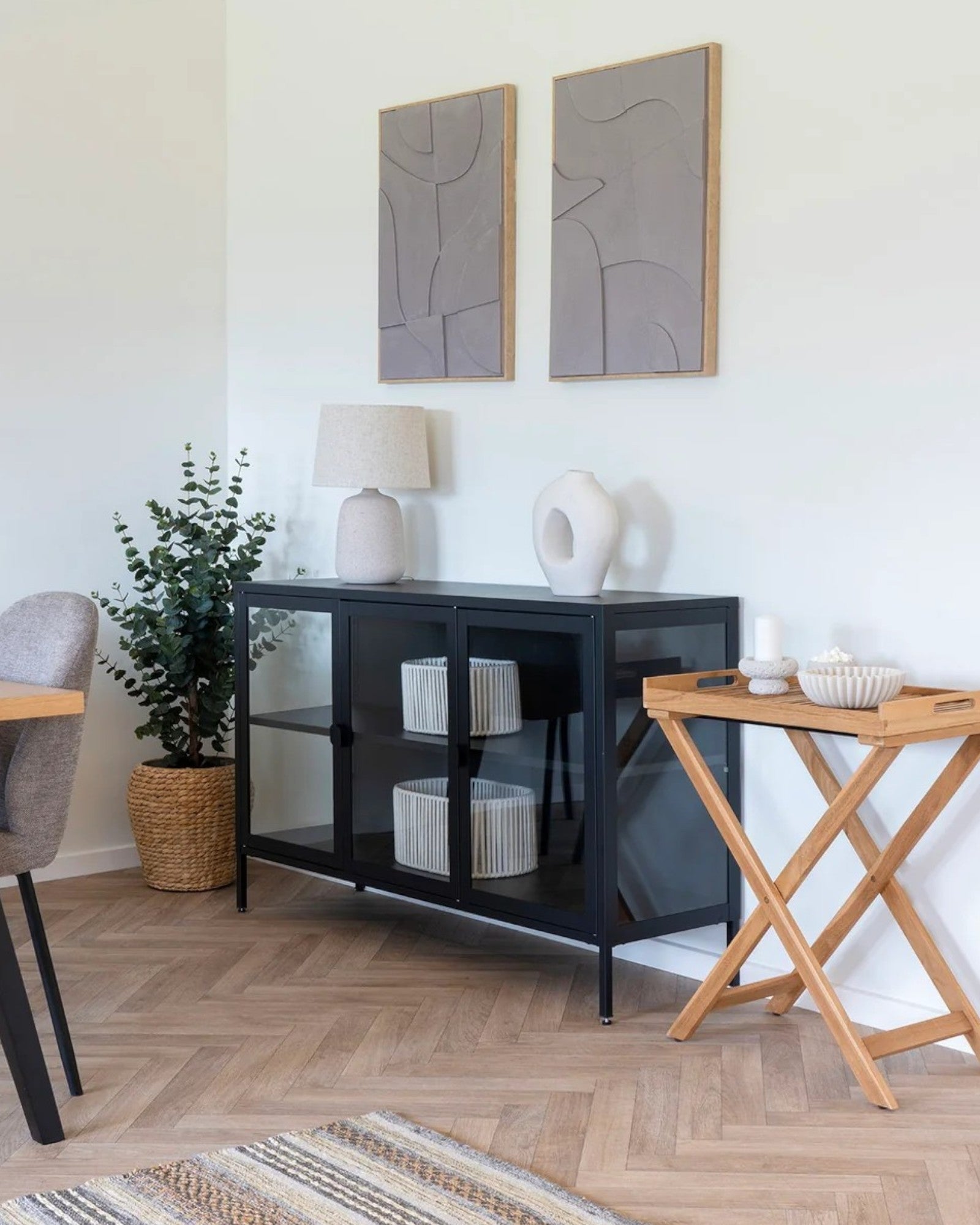 Croft Tischlampe – Keramik in Steinbeige – 46 cm – Dekorative Tischbeleuchtung