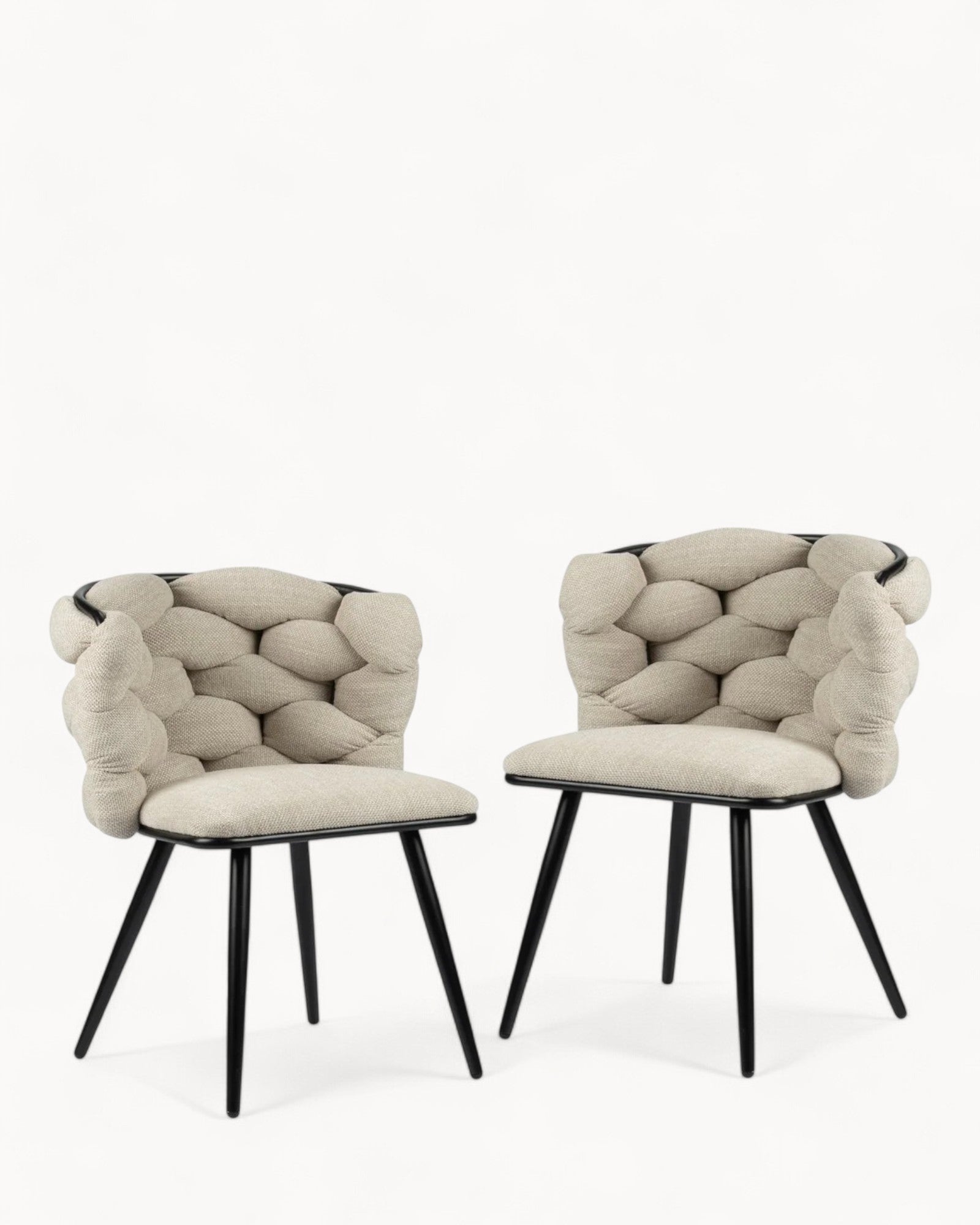 Pole to Pole – Esszimmerstuhl beige – Set aus 2 – gewebte Rückenlehne