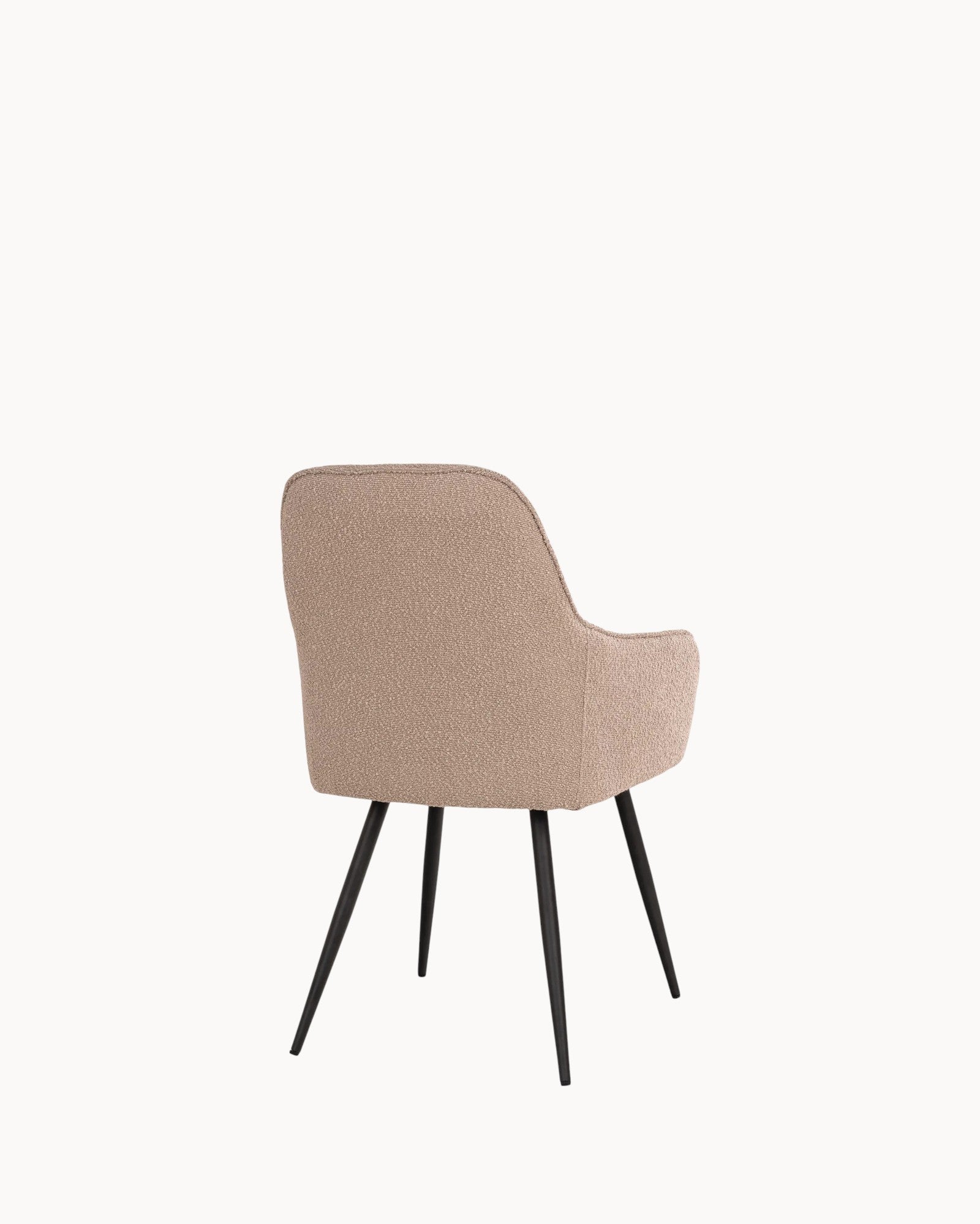 Harbo Esszimmerstuhl – Bouclé Beige, Schwarze Metallbeine