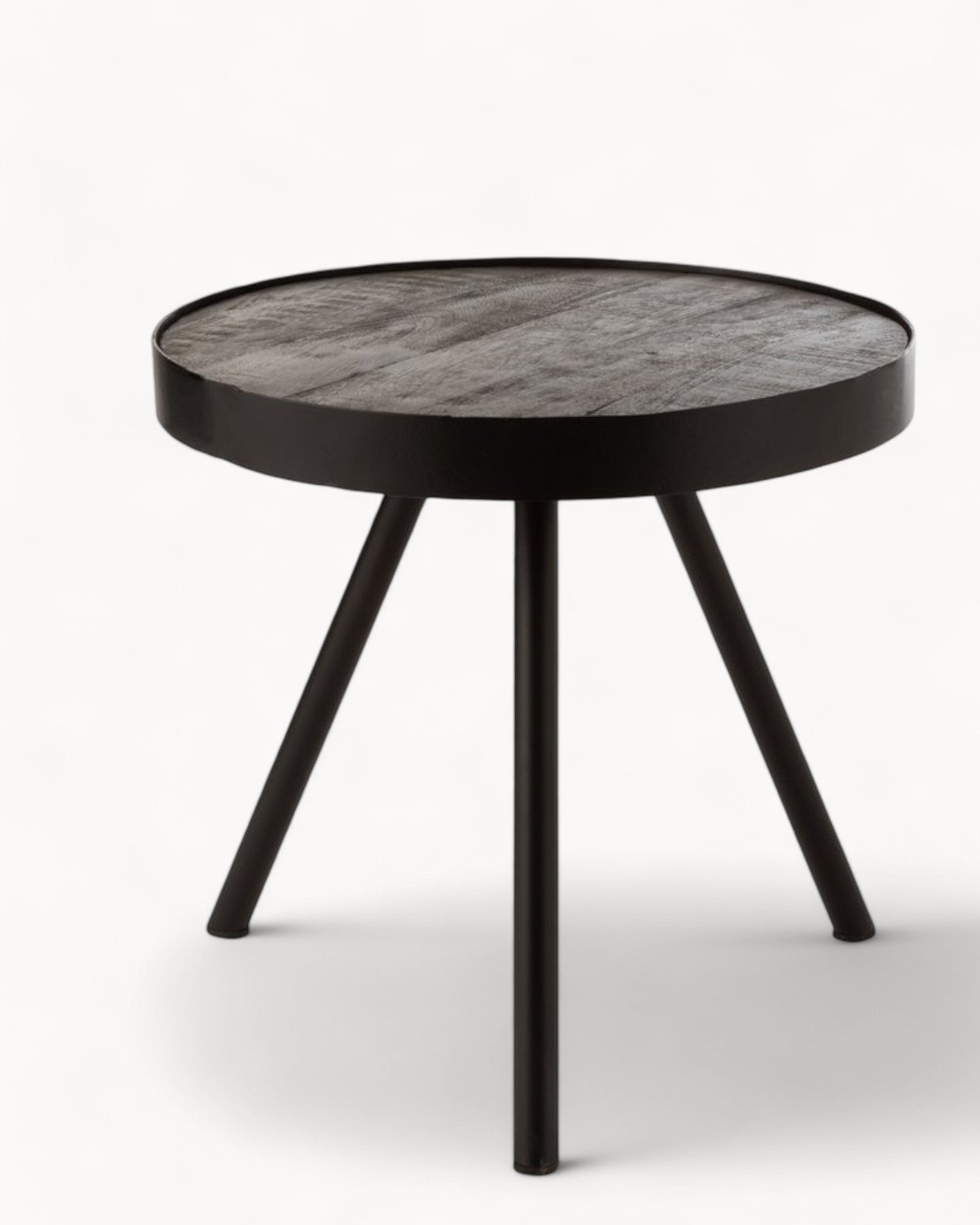 J-Line Beistelltisch Fien - Holz & Eisen - Dunkelbraun/Schwarz - 50x50x48 cm