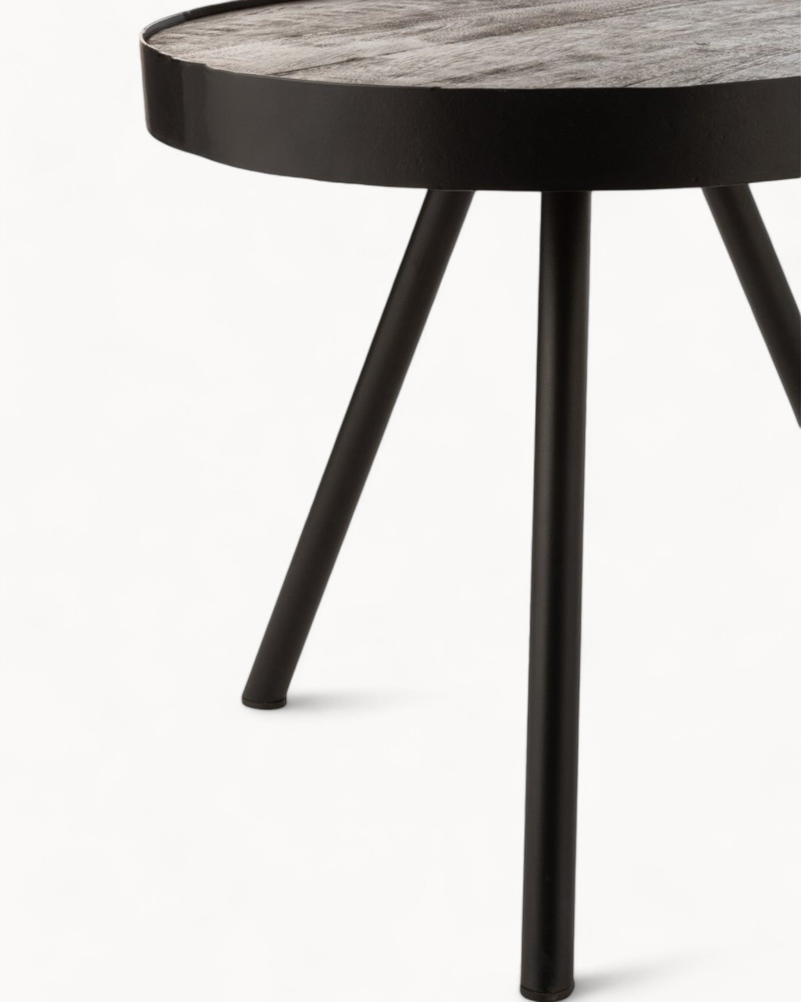 J-Line Beistelltisch Fien - Holz & Eisen - Dunkelbraun/Schwarz - 50x50x48 cm