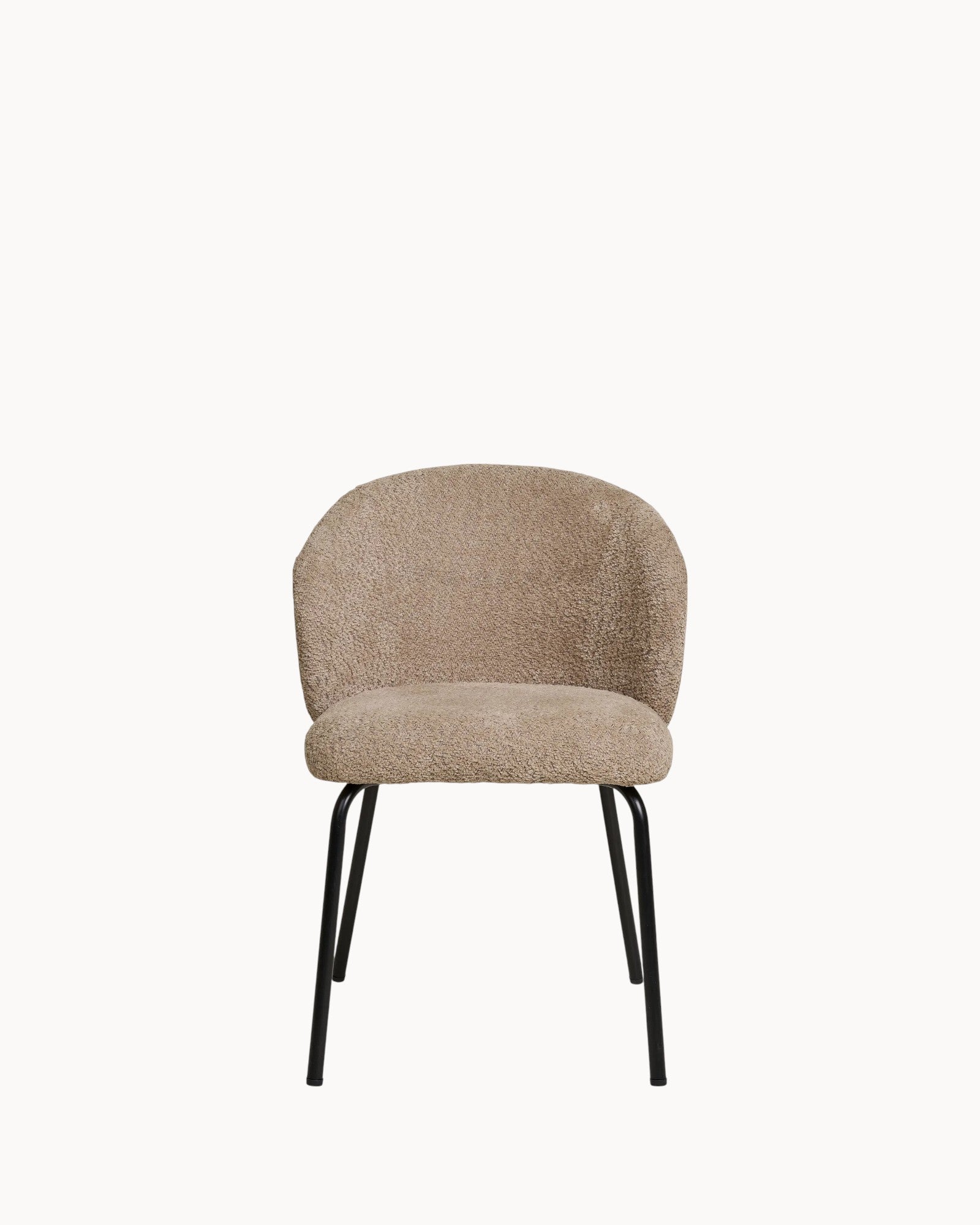Safira Esszimmerstuhl – Beige Bouclé mit schwarzen Stahlbeinen
