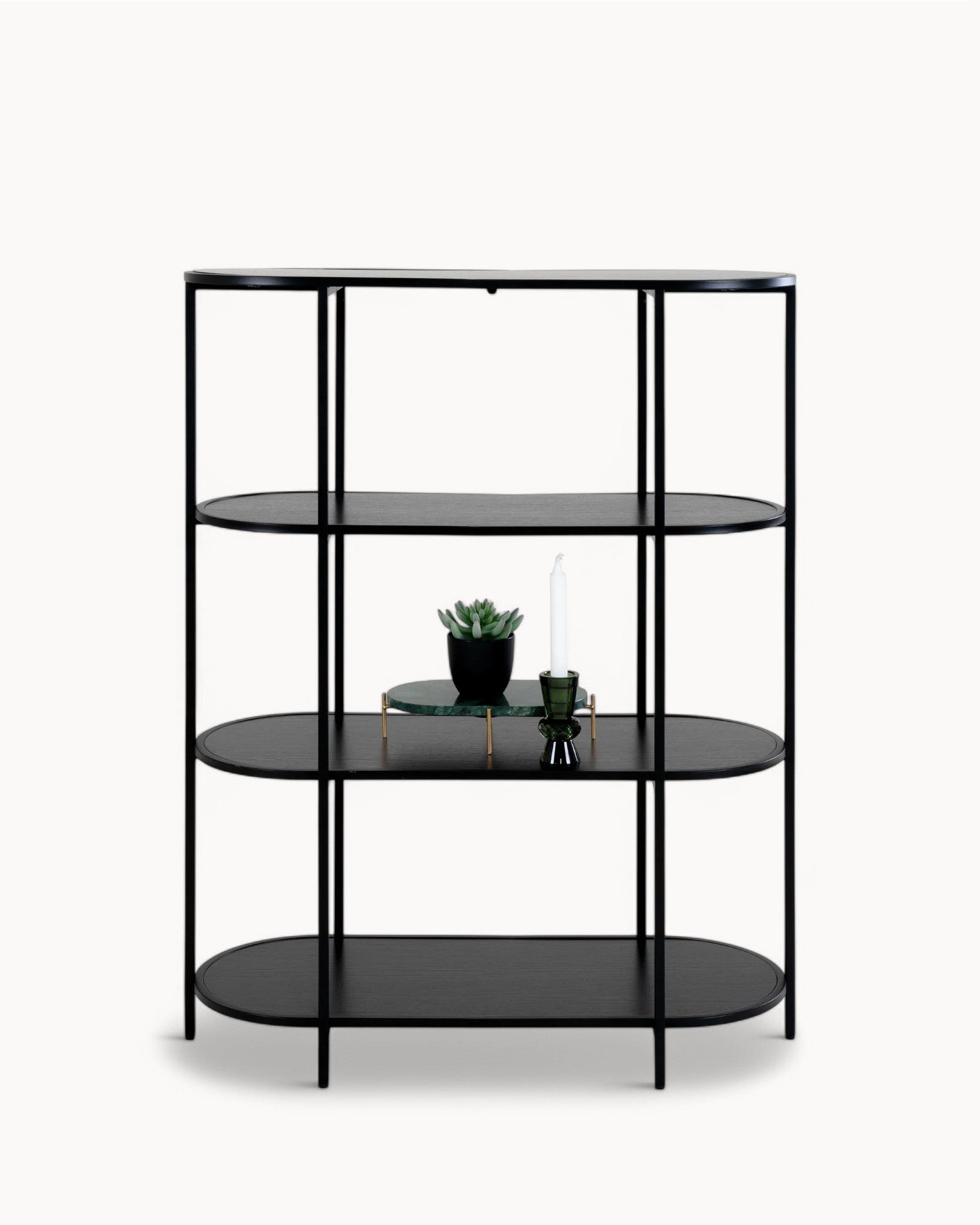 Vita Regal – Oval, 4 Ablagen, Schwarz, Metallrahmen, 85x36x111 cm