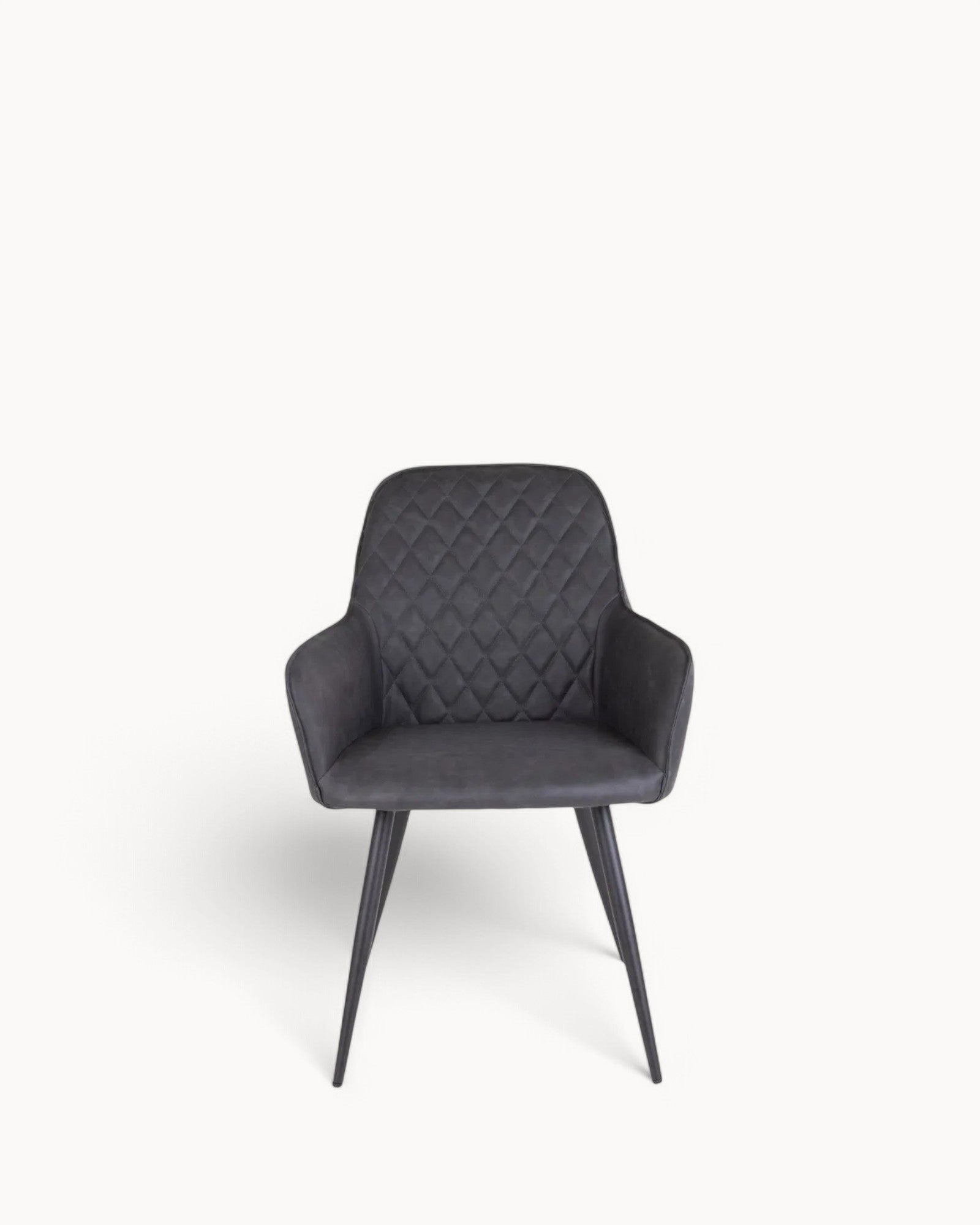 Esszimmerstuhl – Dunkelgraues PU-Leder, Schwarze Metallbeine