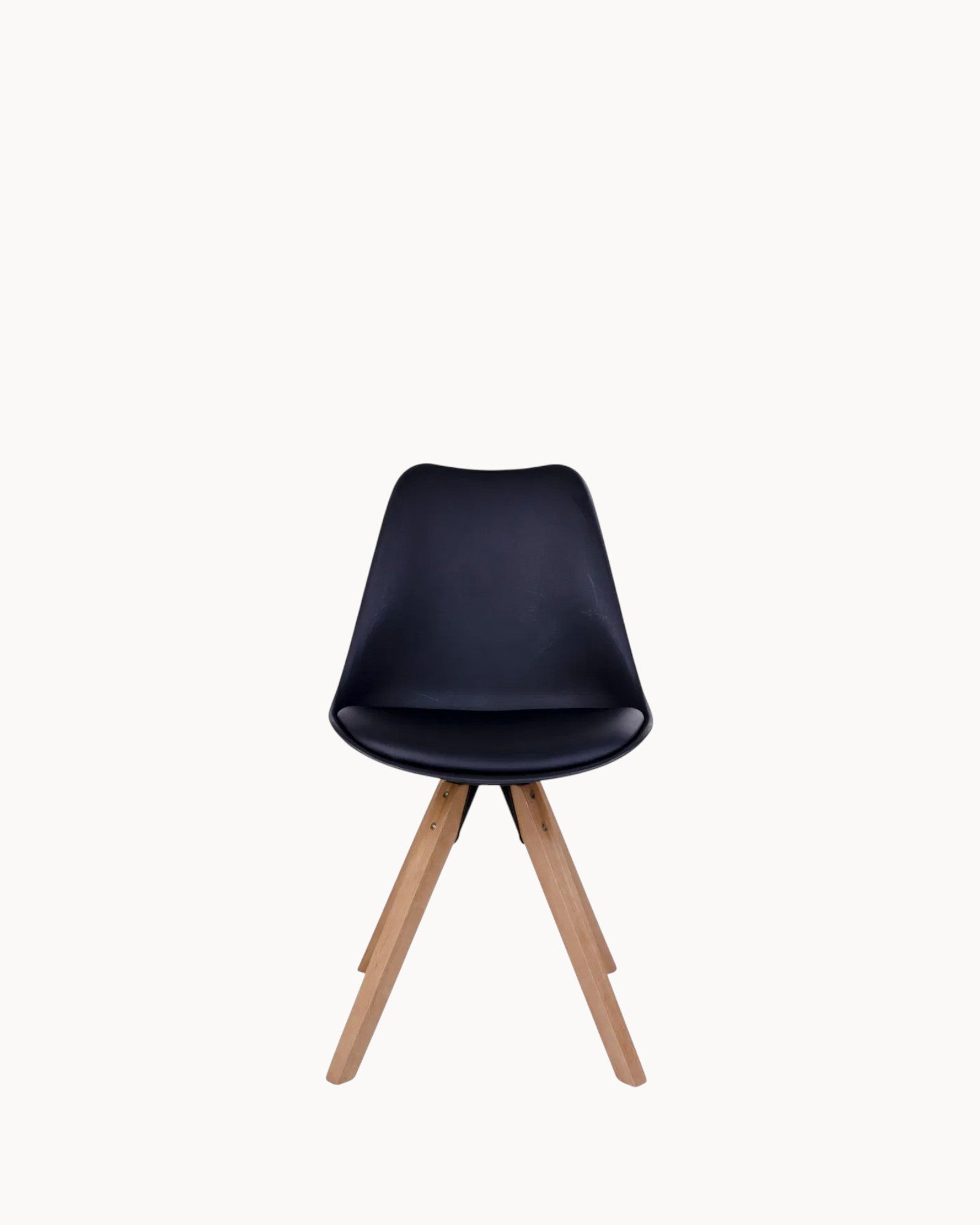 Bergen Esszimmerstuhl – Schwarzer PU-Ledersitz mit naturbelassenen Holzbeinen