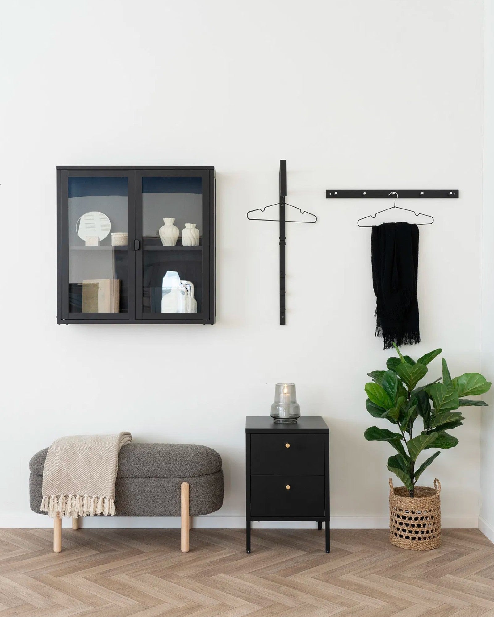 Kommode mit 2 Schubladen aus Stahl – Schwarz – 40x40x60 cm