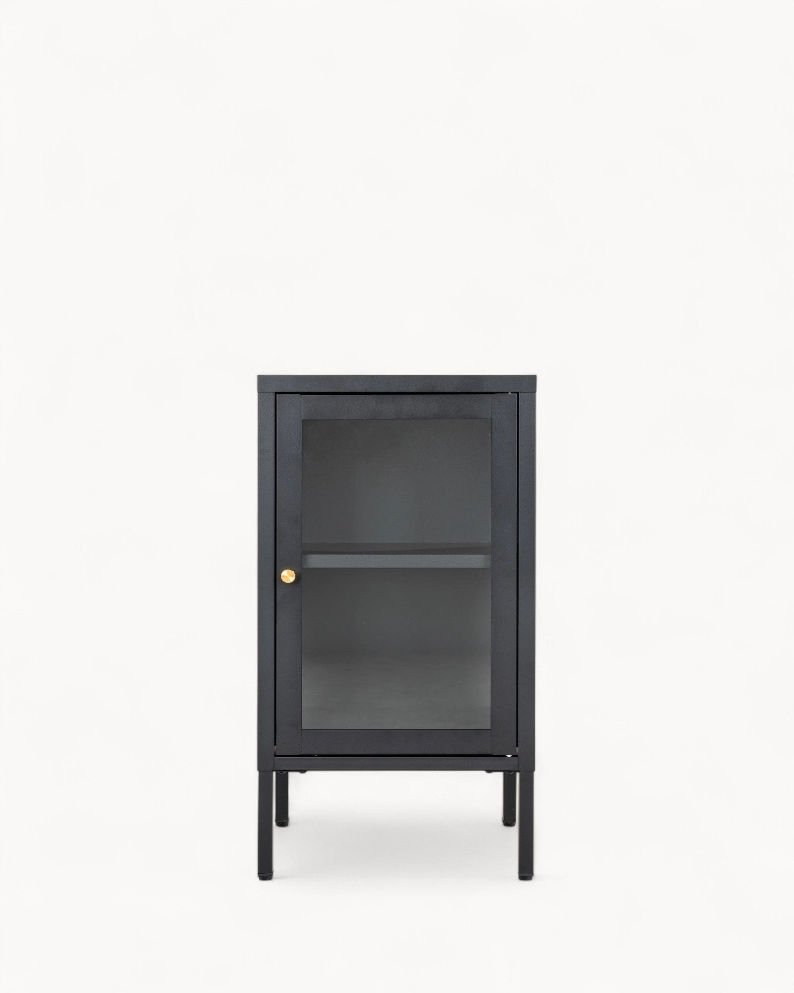 Metallschrank mit Glastür – Schwarz – 38x35x70 cm – Modernes Design