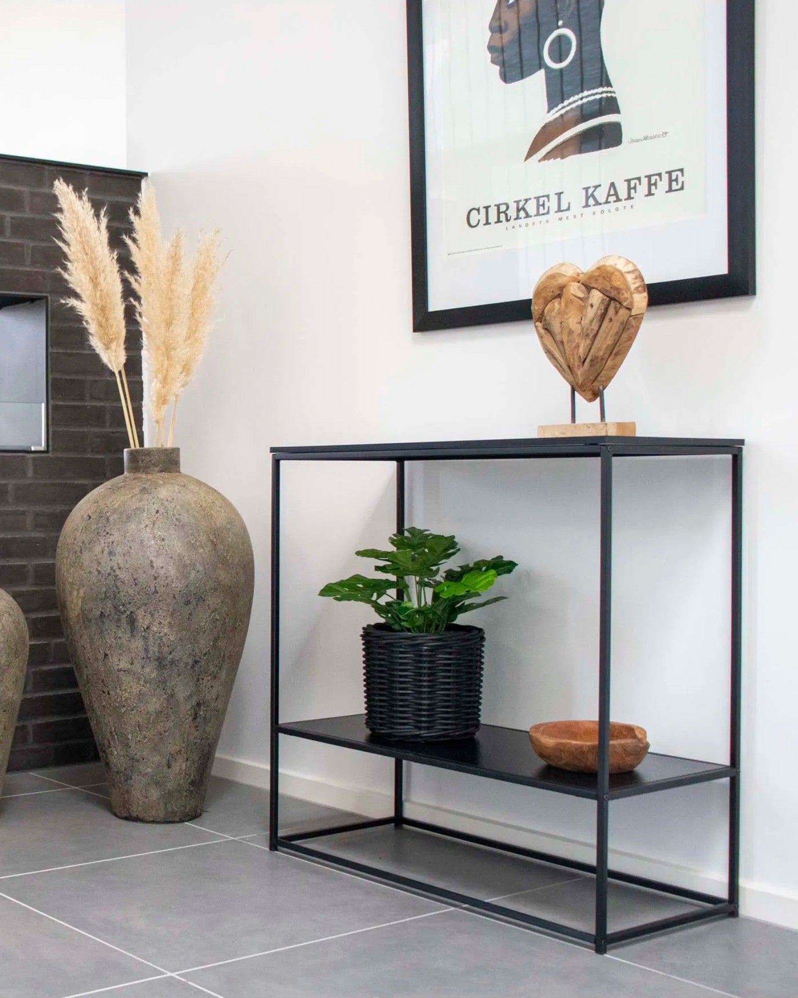 Konsole Tisch – Schwarz – Metallgestell – 80x36x80 cm – 2 Ablagen